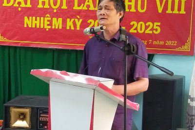 Bí thư Đảng ủy xã Trà Hiệp phát biểu chỉ đạo Đại hội